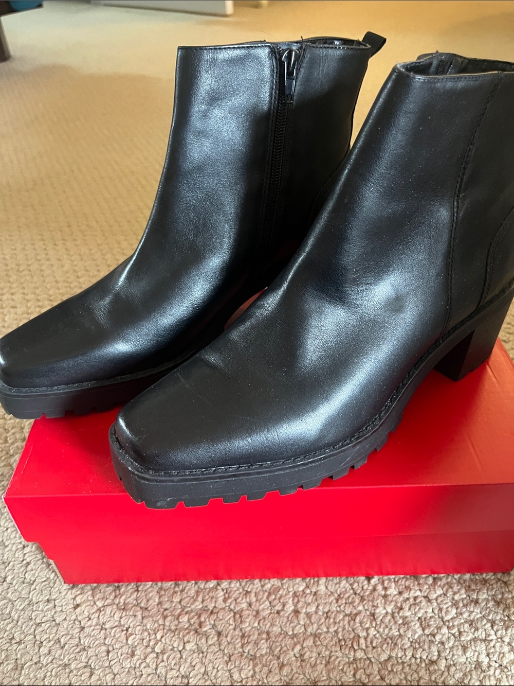 Andre Assous Black Leather Platform Ankle Booties